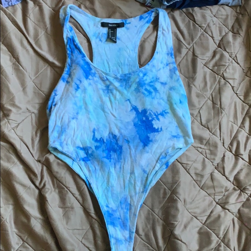 Blue high rise body suit